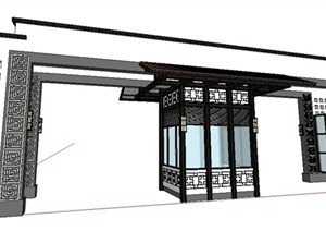 现代新中式风格大门SU(草图大师)模型