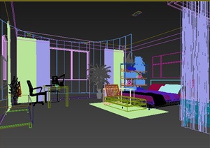 住宅空间某卧室室内装修设计3dmax模型