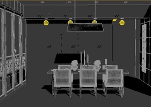 现代风格餐厅餐桌椅组合3dmax模型