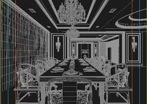 某现代新中式风格客厅及餐厅室内装饰3dmax模型