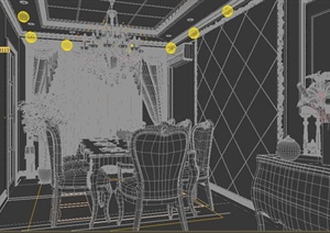 某欧式住宅餐厅装修设计3DMAX模型