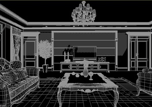 欧式风格某家装客厅装饰设计3dmax模型