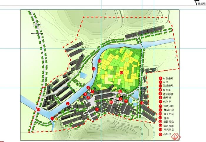 某地乡村景观规划设计SU模型与PSD效果图(1)