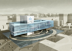 现代某多层商业建筑设计3DMAX模型与PSD效果图