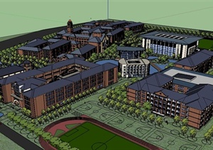 某欧式国际学校校园建筑规划设计方案SU(草图大师)模型