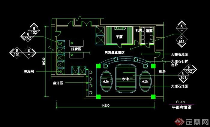 桑拿湿区装饰设计CAD详图(2)