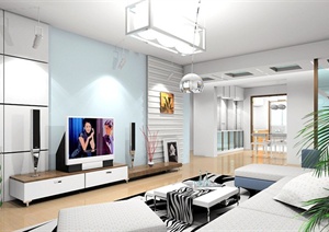 住宅客厅、卧室和书房装饰设计MAX模型（带效果图）