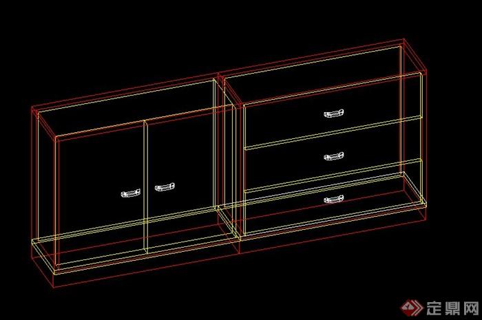 室内装饰多款边柜、储物柜家具cad模型(1)