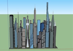 某城市中心新型高层办公综合体建筑设计SU(草图大师)模型