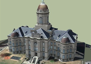 法庭大楼建筑设计SU(草图大师)模型
