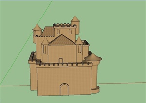 某两层沙制城堡建筑设计SU(草图大师)模型