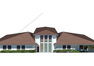 某欧式单层组合式住宅建筑设计SU(草图大师)模型