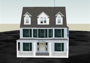 某美式三层住宅建筑设计SU(草图大师)模型