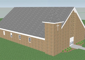 某一个教堂建筑设计SU(草图大师)模型