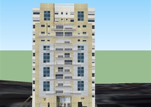 现代某七层住宅建筑设计SU(草图大师)模型
