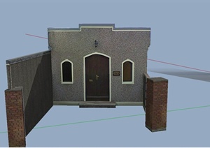某欧式单层工人住宅建筑设计SU(草图大师)模型