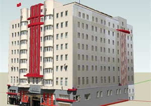 现代多层办公楼建筑SU(草图大师)模型