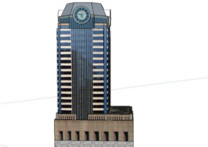 某L形高层办公建筑设计SU(草图大师)模型