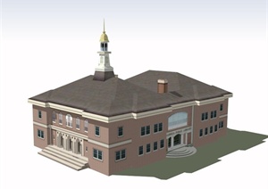 某图书馆大楼建筑设计SU(草图大师)模型