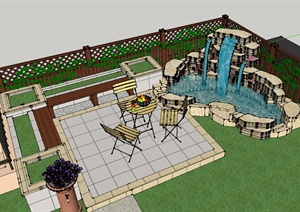 住宅建筑庭院花园景观SU(草图大师)模型