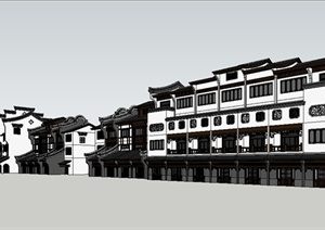 古典中式风格商业街建筑设计SU(草图大师)模型