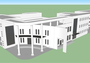 某现代风格三层办公楼建筑SU(草图大师)模型