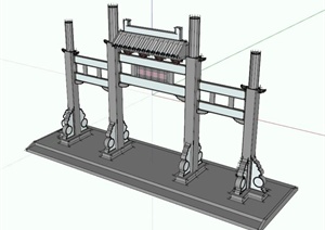 中式牌坊设计SU(草图大师)模型
