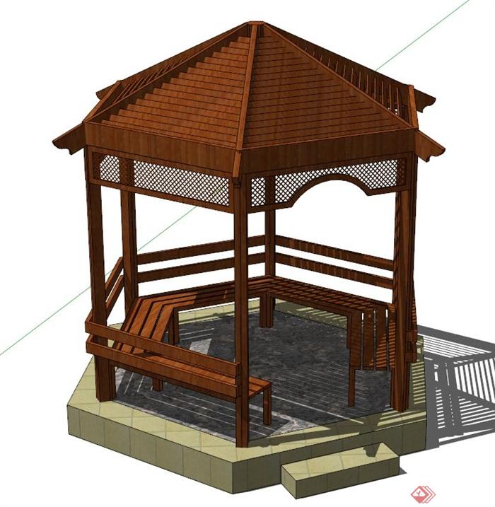 多个亭子景观设计SU模型合集(2)