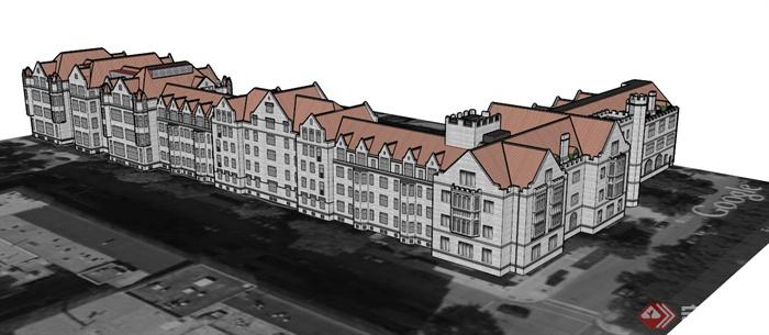 新古典欧式住宅区建筑设计SU模型(1)