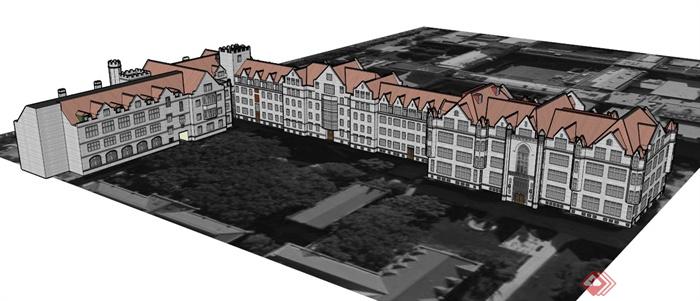 新古典欧式住宅区建筑设计SU模型(2)