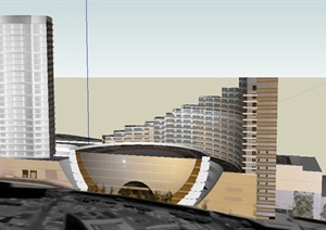 现代阶梯状办公楼建筑设计SU(草图大师)模型