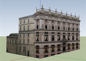 欧式老式办公楼建筑设计SU(草图大师)模型