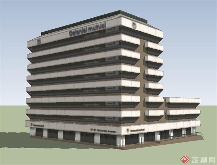 现代8层办公楼建筑设计su模型(1)