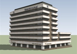 现代8层办公楼建筑设计SU(草图大师)模型