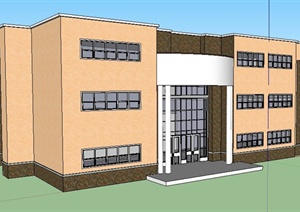 现代风格某3层办公楼建筑设计SU(草图大师)模型