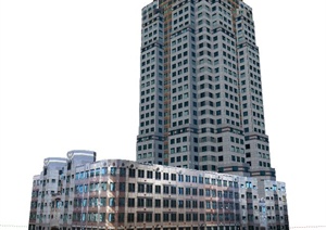 一栋高层商业及办公楼建筑设计SU(草图大师)模型