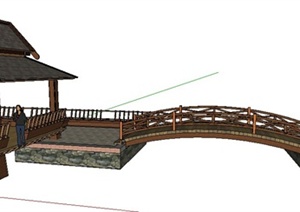 东南亚风格凉亭及园桥组合SU(草图大师)模型