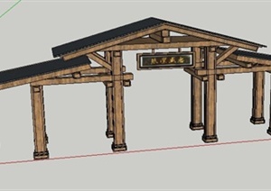 现在中式风格入口牌坊SU(草图大师)模型