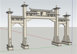 现代中式古建牌坊SU(草图大师)模型