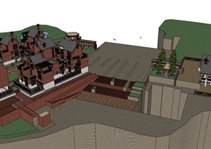 多栋会所、别墅建筑设计SU(草图大师)模型