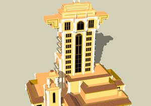 某会所酒店建筑设计SU(草图大师)模型
