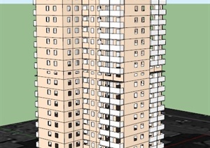 某栋高层住宅建筑设计SU(草图大师)模型1