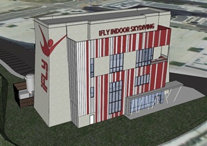 室内模拟跳伞楼建筑设计SU(草图大师)模型