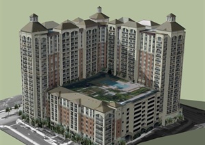 城市广场综合大楼建筑设计SU(草图大师)模型