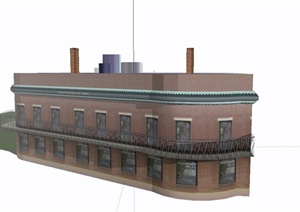 某两层食堂建筑设计US模型
