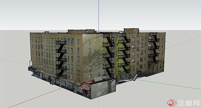 某多层商住房建筑设计SU模型(2)
