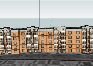 某五层联排现代学生宿舍建筑设计SU(草图大师)模型