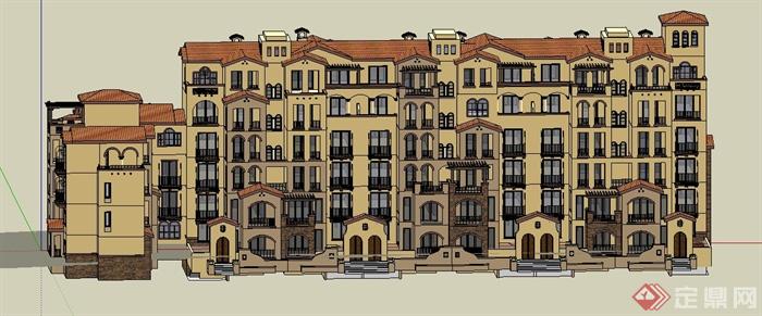西班牙拼接式住宅楼建筑设计su模型(3)