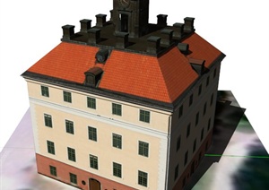 城堡式住宅建筑设计SU(草图大师)模型