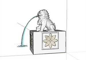 某景观节点喷水石狮设计SU(草图大师)模型